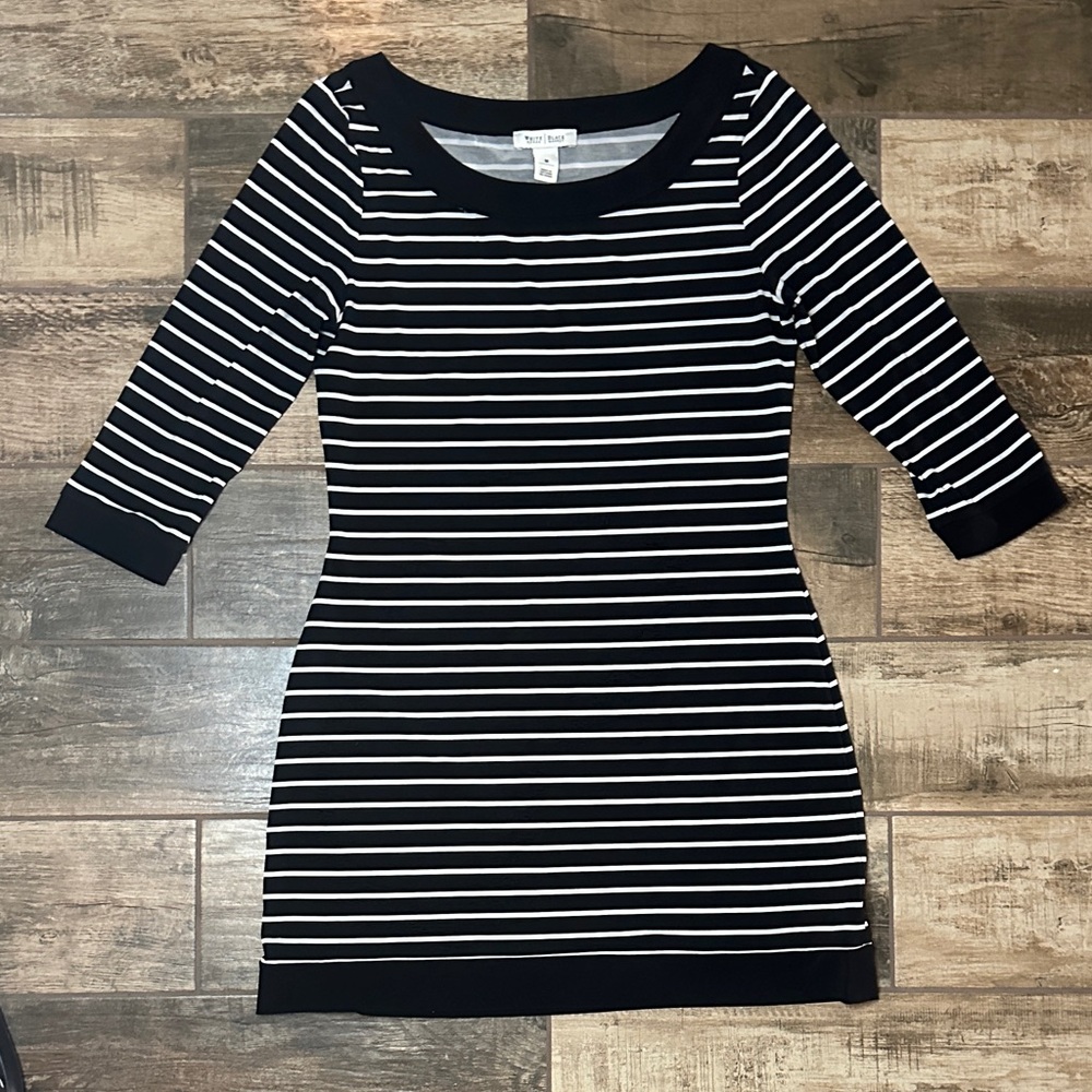 White House Black Market Black and White Striped Mini Dress